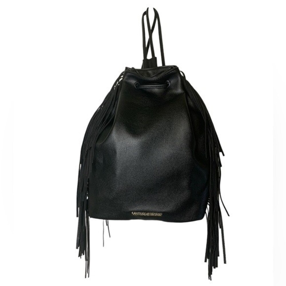 NWOT VICTORIA’S SECRET FAUX LEATHER FRINGE BACKPACK IN BLACK . LIMITED EDITION - Picture 4 of 10